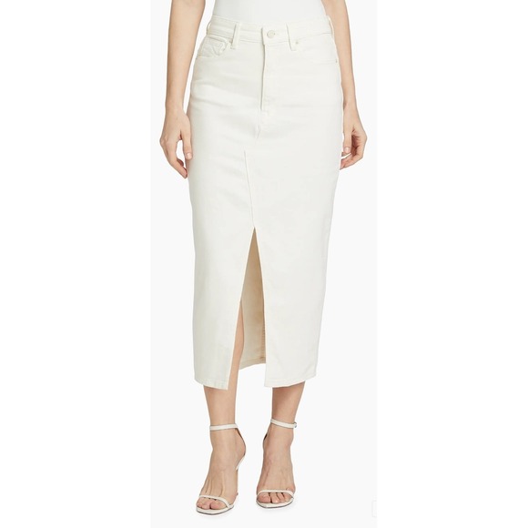 Good American Dresses & Skirts - Good American Denim Stretch Midi Skirt Womens Size 4/27 Slit Front Cloud White